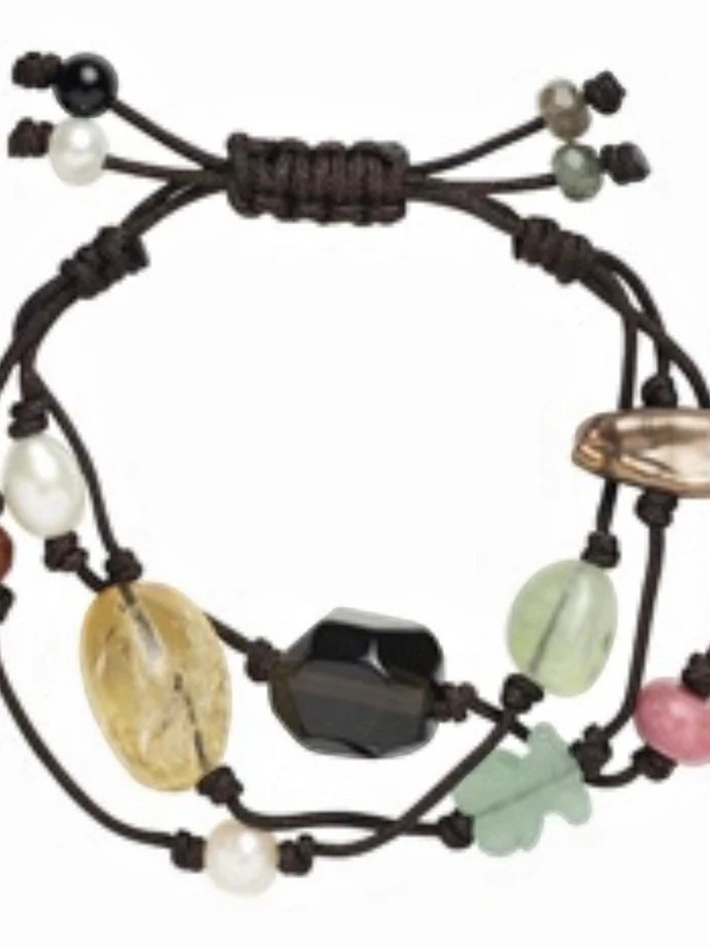 Tous Beaded Cord Bracelet in Brown & Green Like New